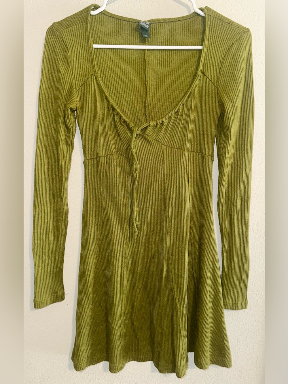 Wild Fable Green Ribbed Dress Long Sleeve